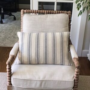 Vintage French Cottage Style Woven Ticking Stripe Oversized Lumbar Pillow Cover